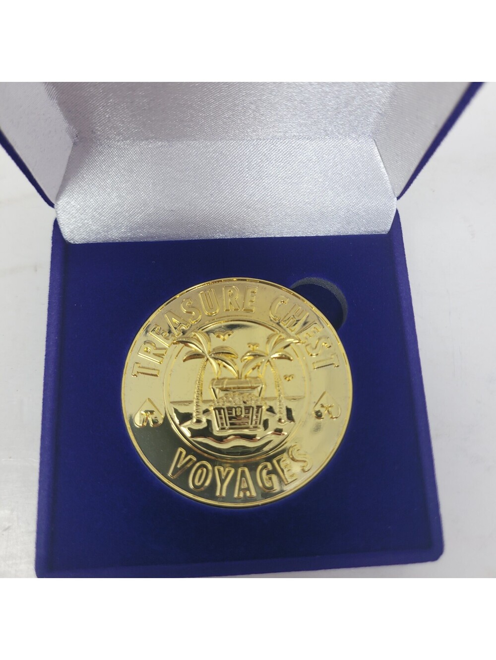 Carnival Treasure Chest Voyages Gold Coin Medallion Casino Collectible in Box